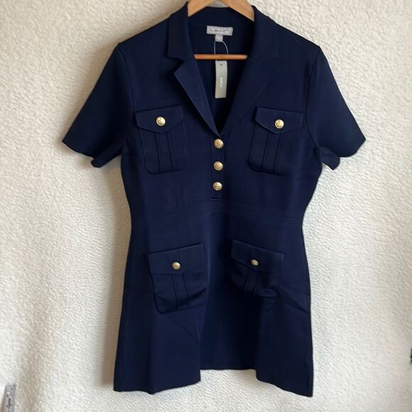 J Crew Lady Jacket Sweater Dress Womens Large Navy Blue - Picture 2 of 11